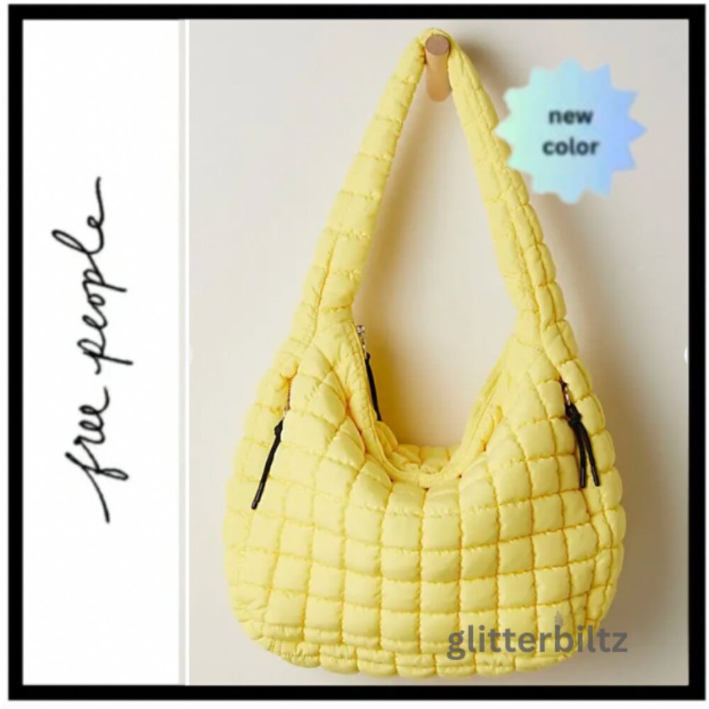 Free People Quilted Carryall SOUR CITRUS YELLOW